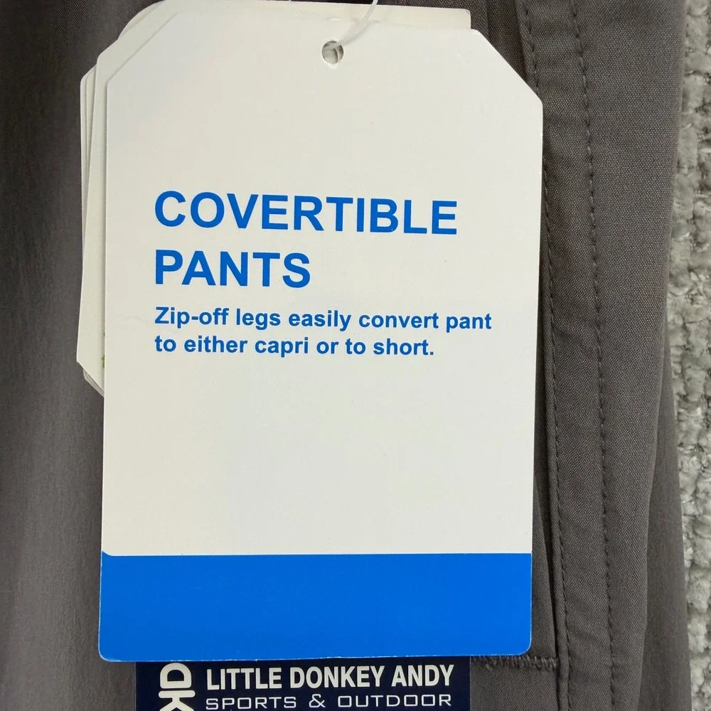 Little Donkey‎ Andy Womens Convertible Hiking Pants Gray UPF 50 Quick Dry Size L